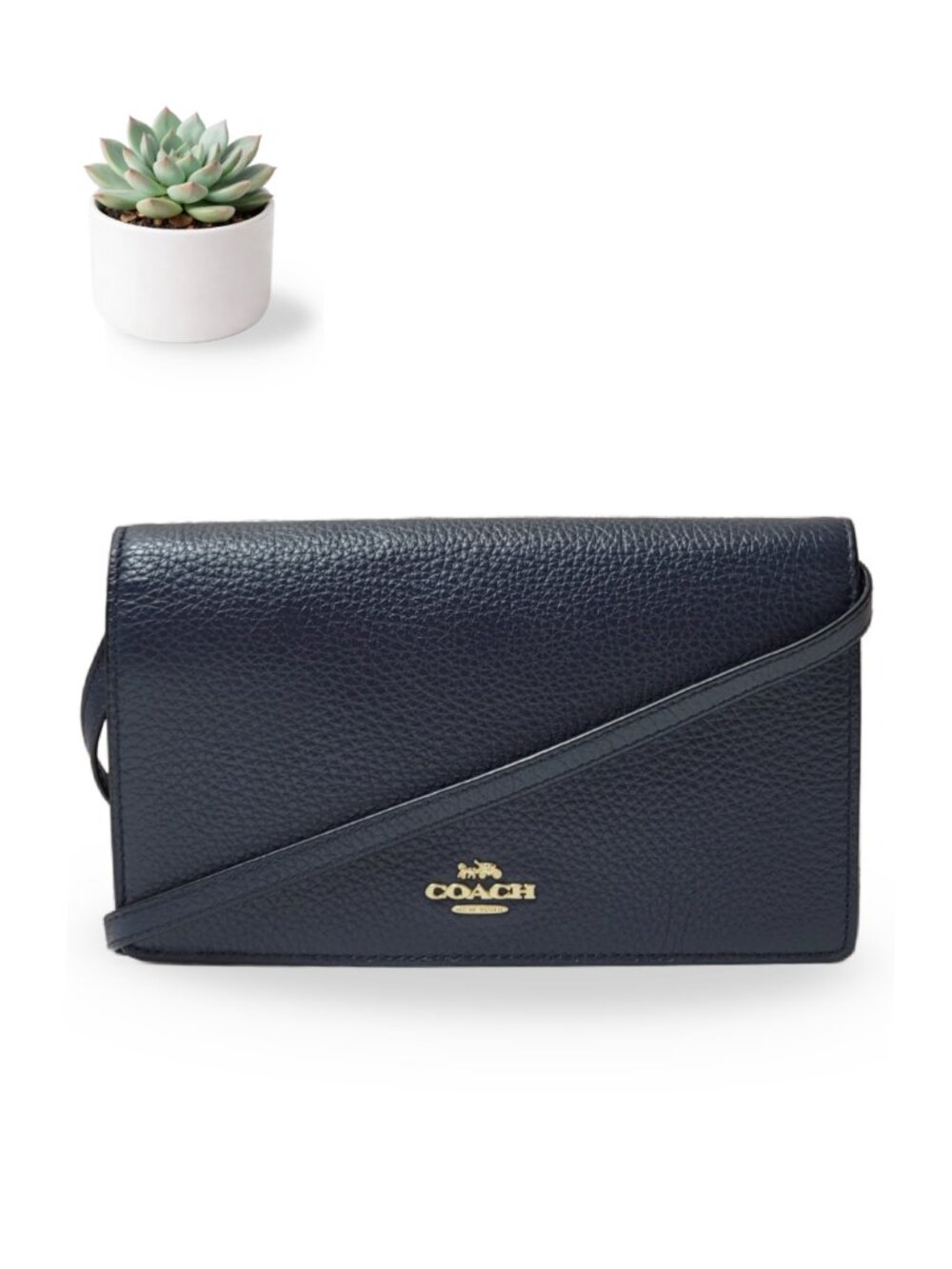 Coach Navy and Gold Pebbled Leather Crossbody